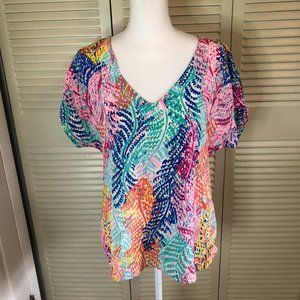 LILLY PULITZER swim cover-up or v-neck top size large